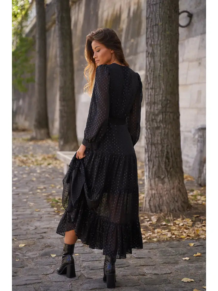 Avril Sequined Lace Long Dress