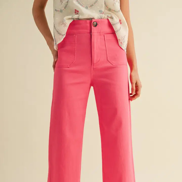 Cindy Cropped Wide Leg Pants - Berry Pink