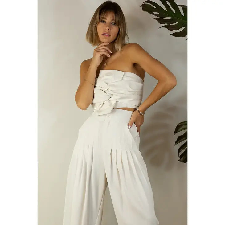 Ivory Pleated Pants
