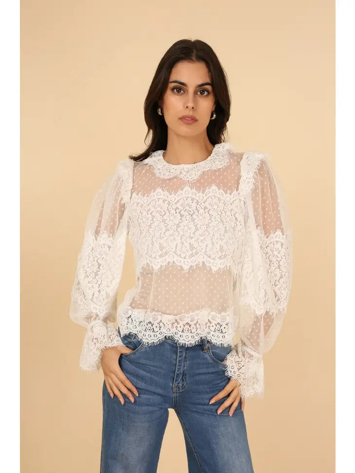 Claudine Collar Lace Blouse