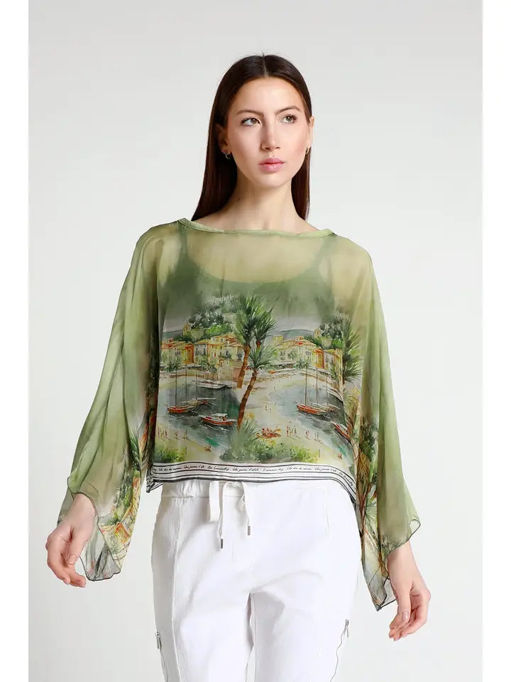 Positano Cropped Silk Blouse