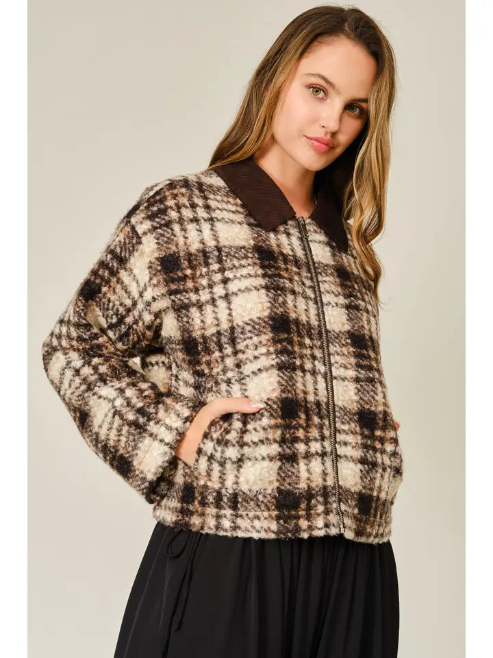 Teddy Cozy Plaid Jacket