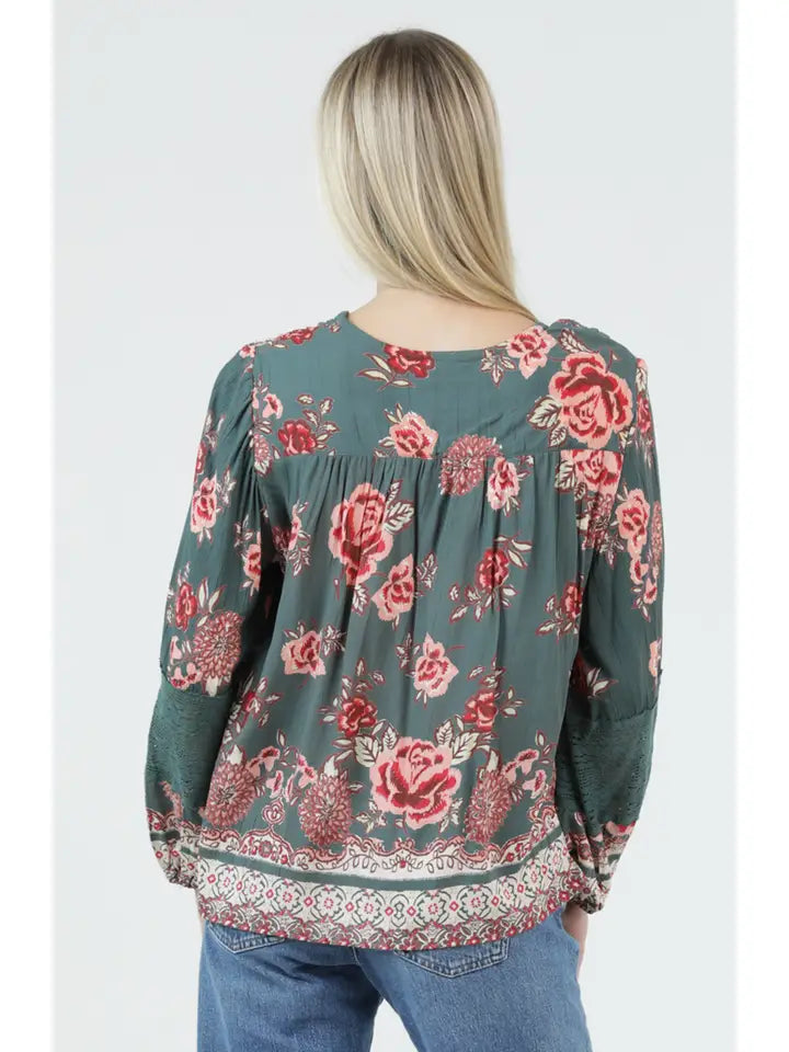Celeste Floral Print Ruffle Top