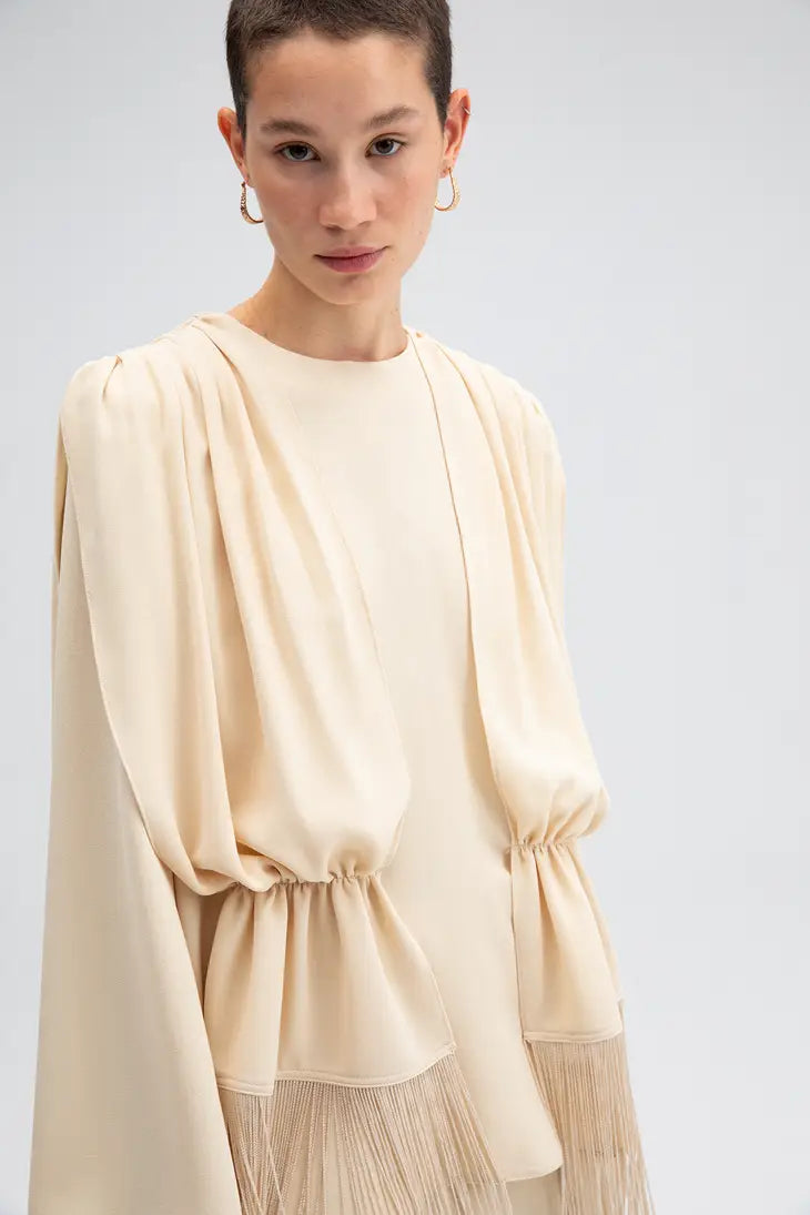 Fringe Detailed Tunic Trousers Set - Cream (sold separately)