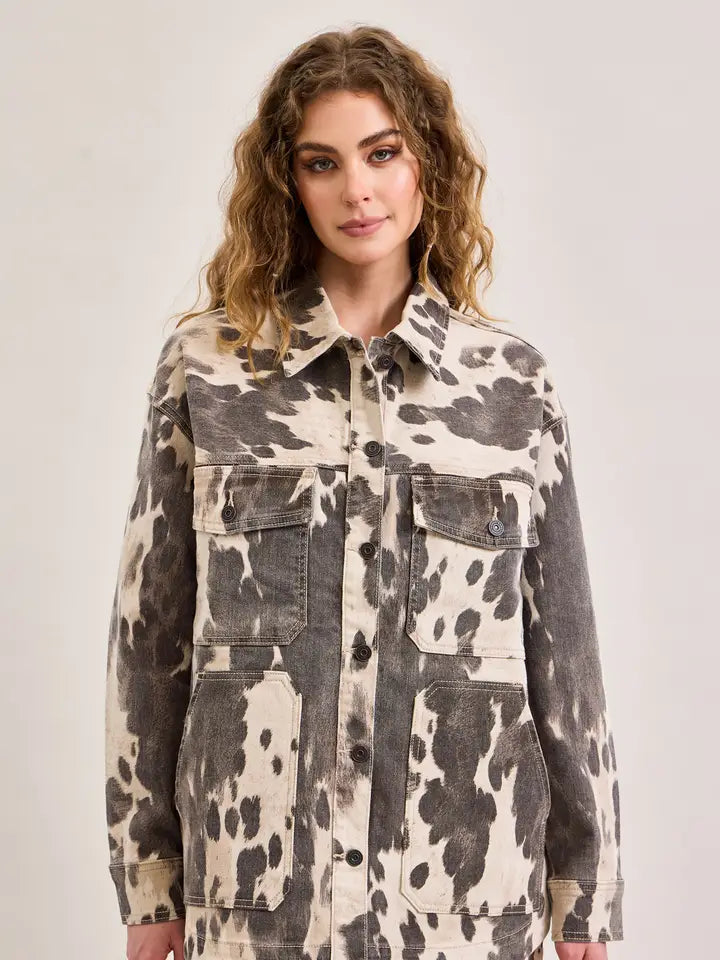 Cow Print Oversized Shacket