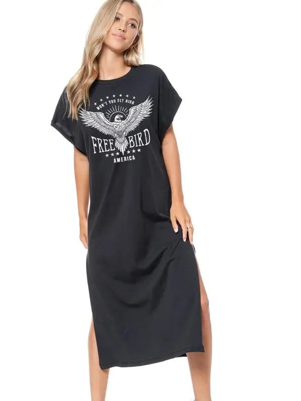 Free Bird Graphic Maxi Dress