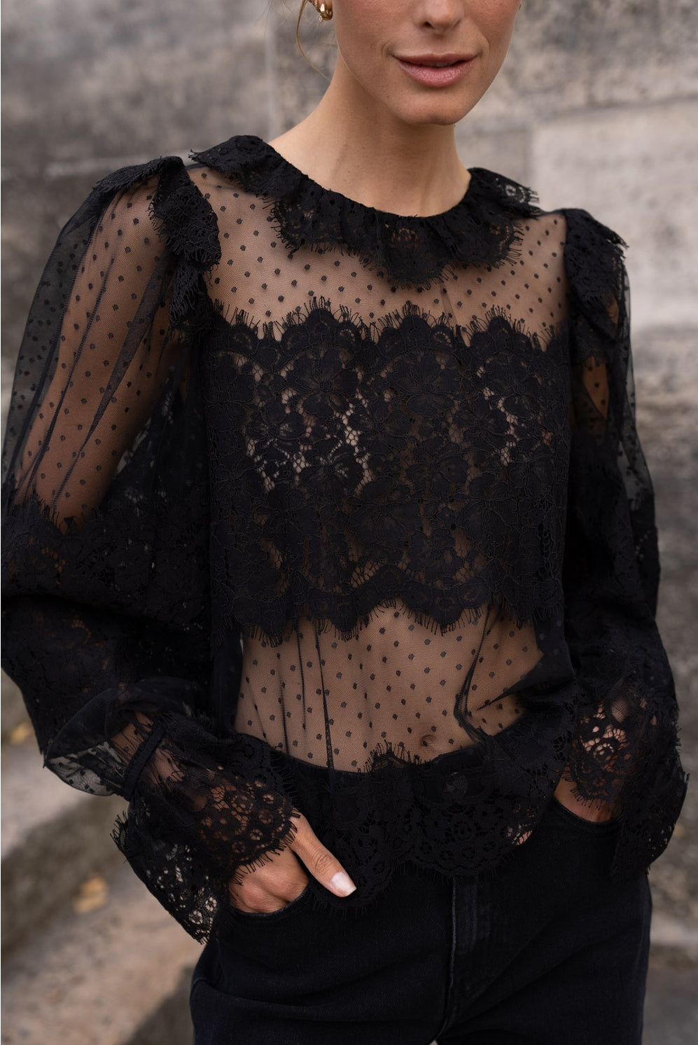 Claudine Collar Lace Blouse