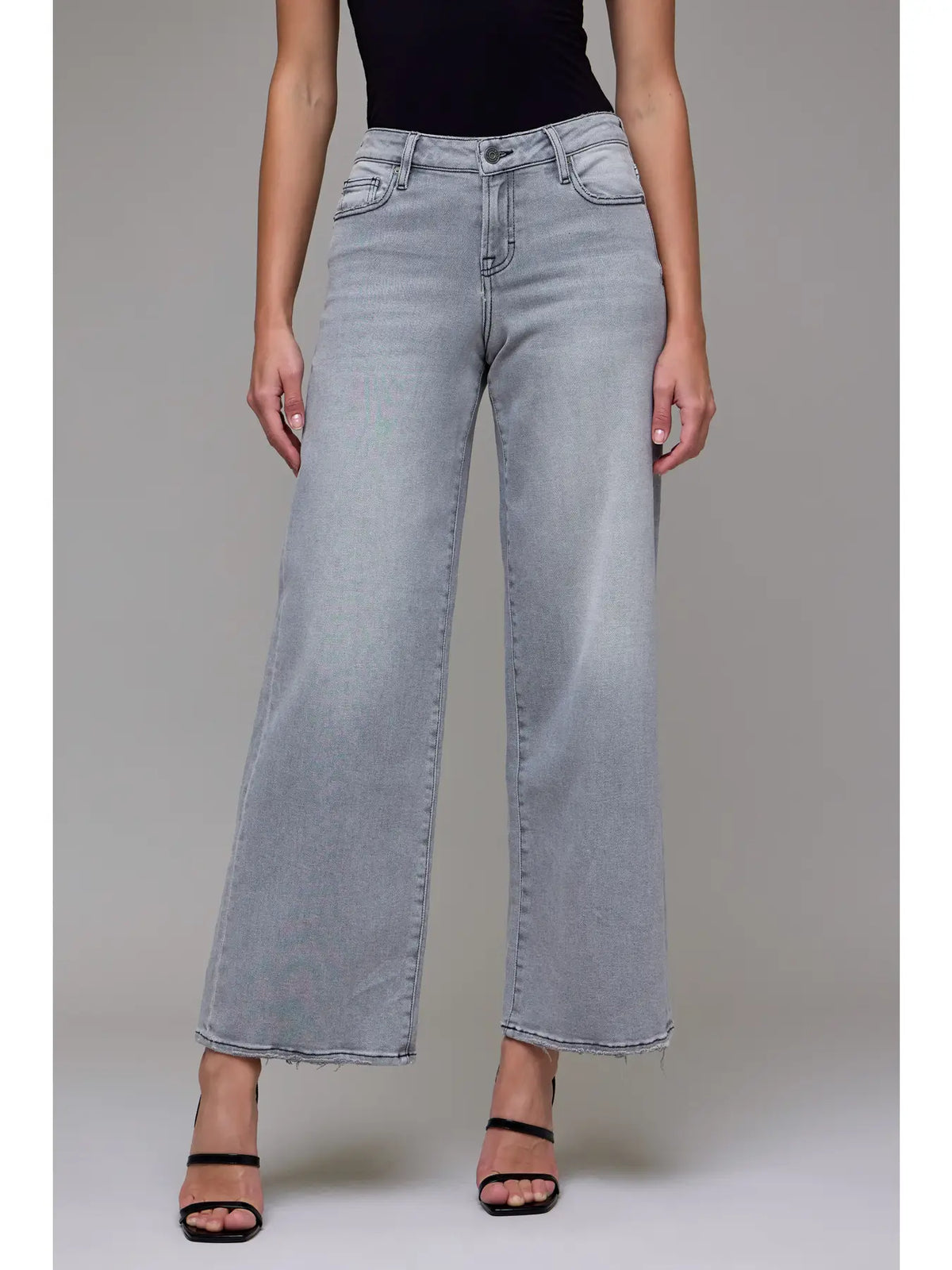 Mid Rise Nori Extra Wide Leg - Light Grey