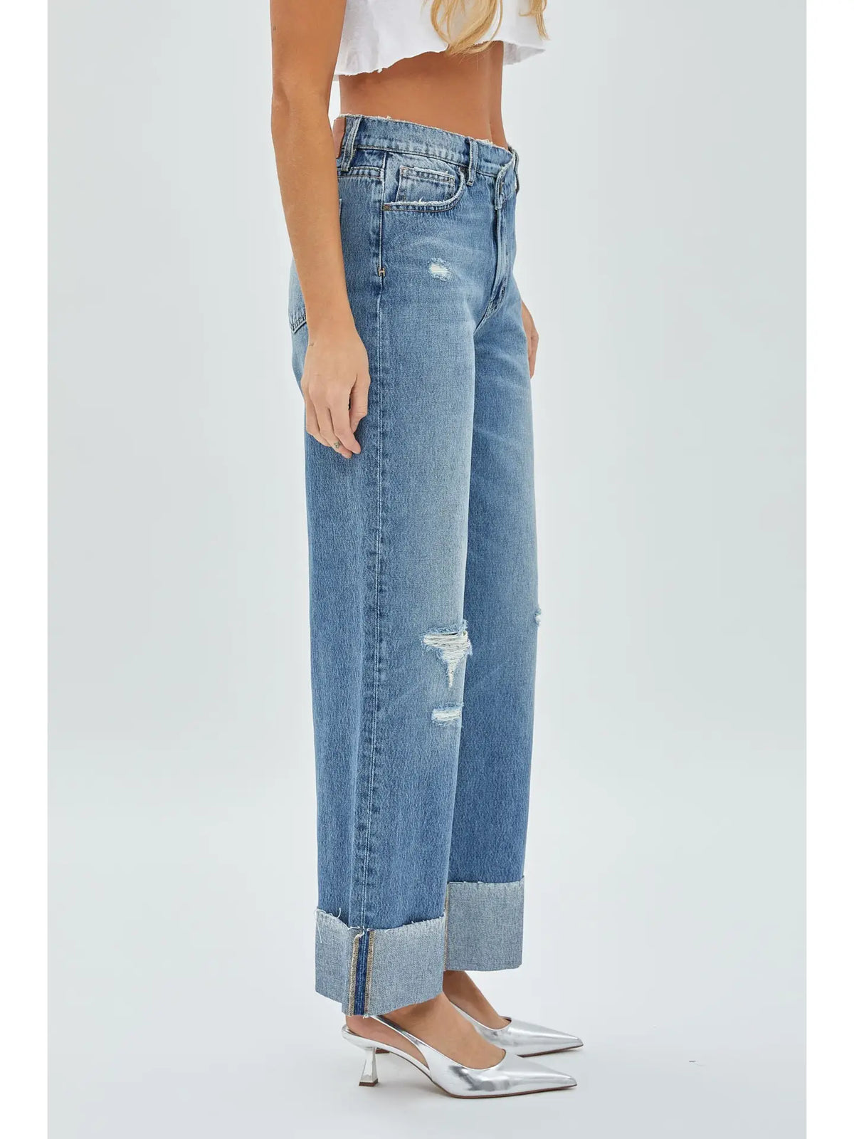 Logan Crossover Waistband Cuffed Dad Jean