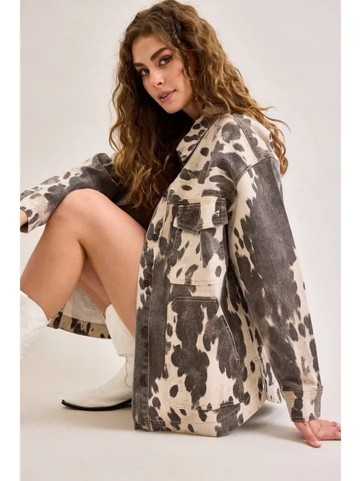 Cow Print Oversized Shacket