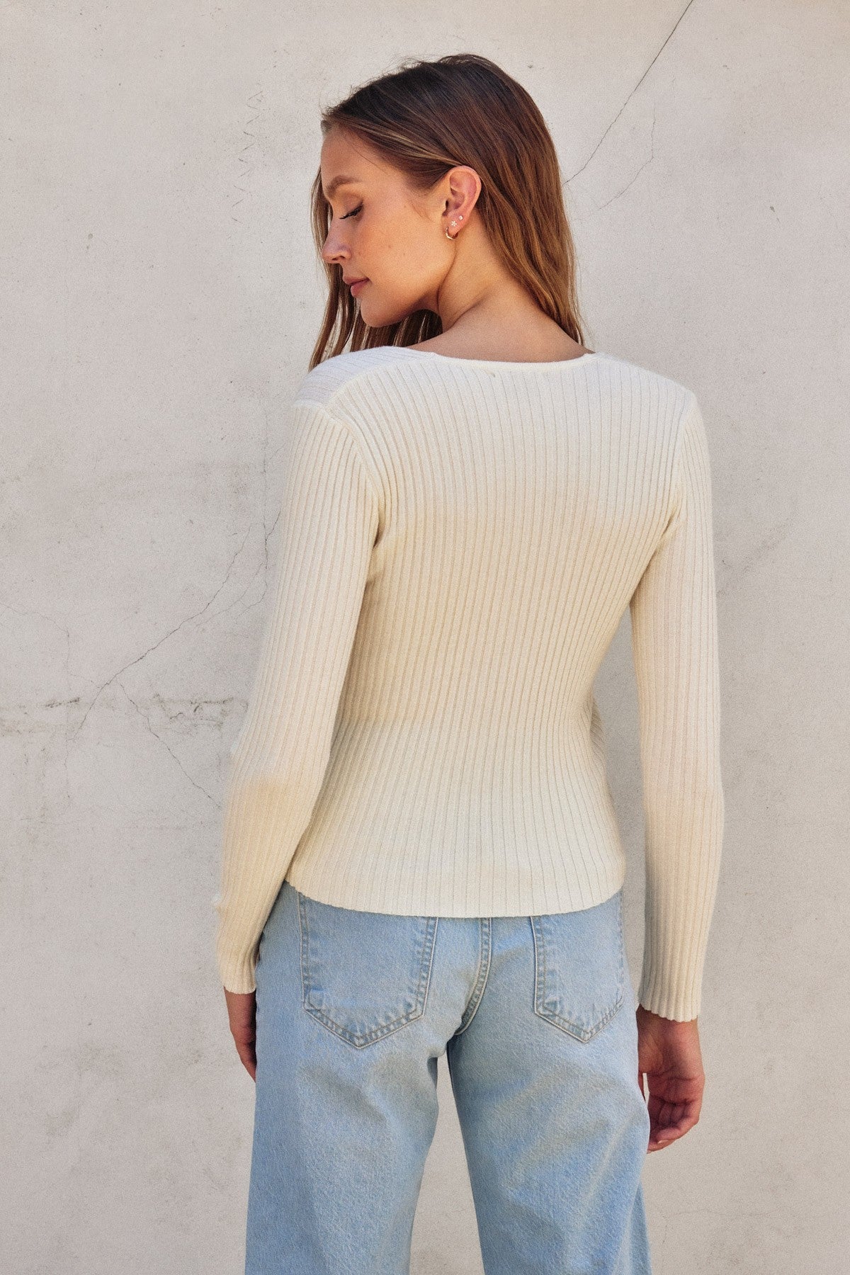 Tiana V-Neck Sweater - Ivory