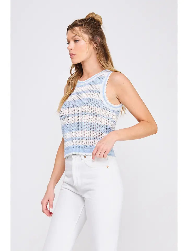 Mila Striped Crochet Knit Tank