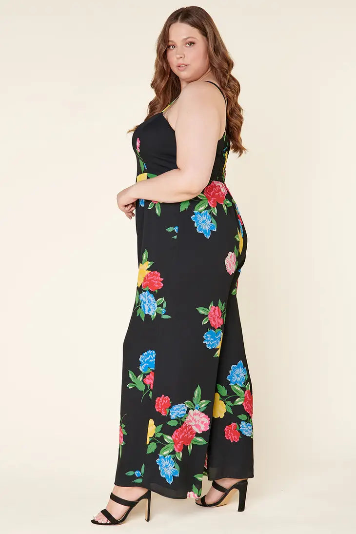 Carol Floral Jumpsuit - Curvy