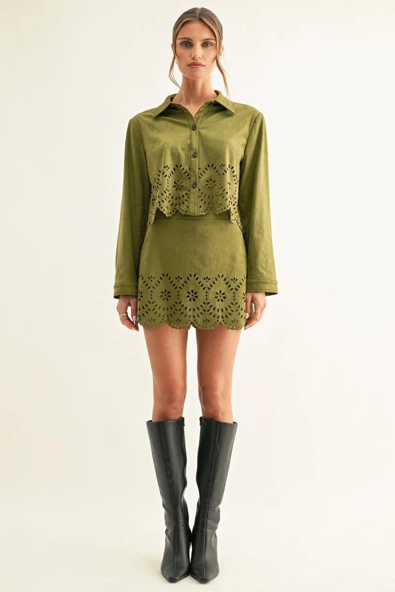 Lucia Eyelet Cropped Shirt