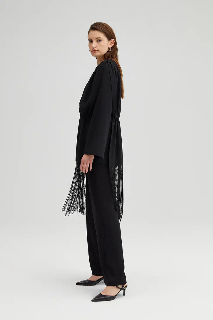 Fringe Detailed Tunic Trousers Set - Black (sold separately)