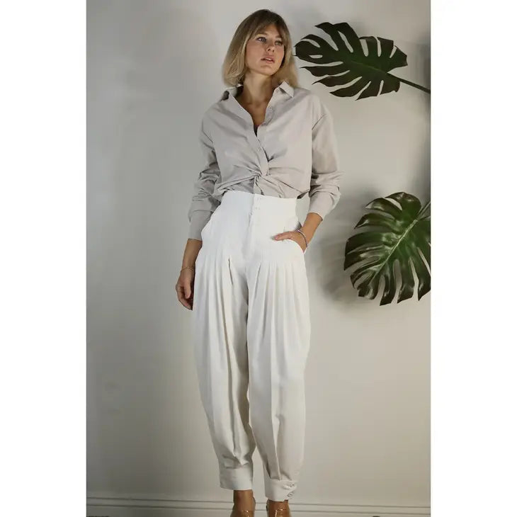Ivory Pleated Pants