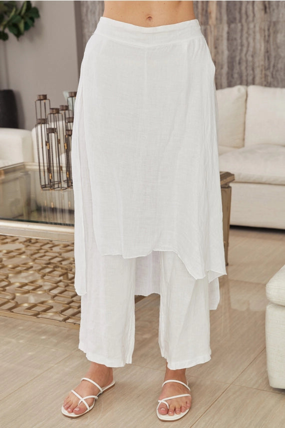 Chiara White Linen Pant