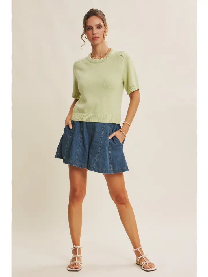 Liliana Sweater Top - Mint Leaf