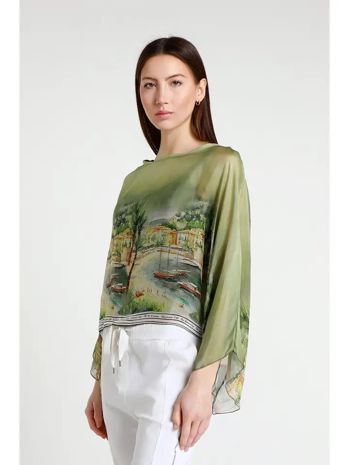 Positano Cropped Silk Blouse