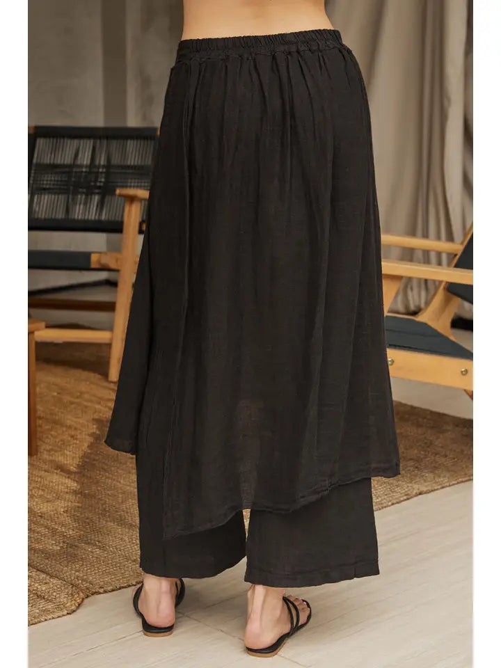 Chiara Black Linen Pant