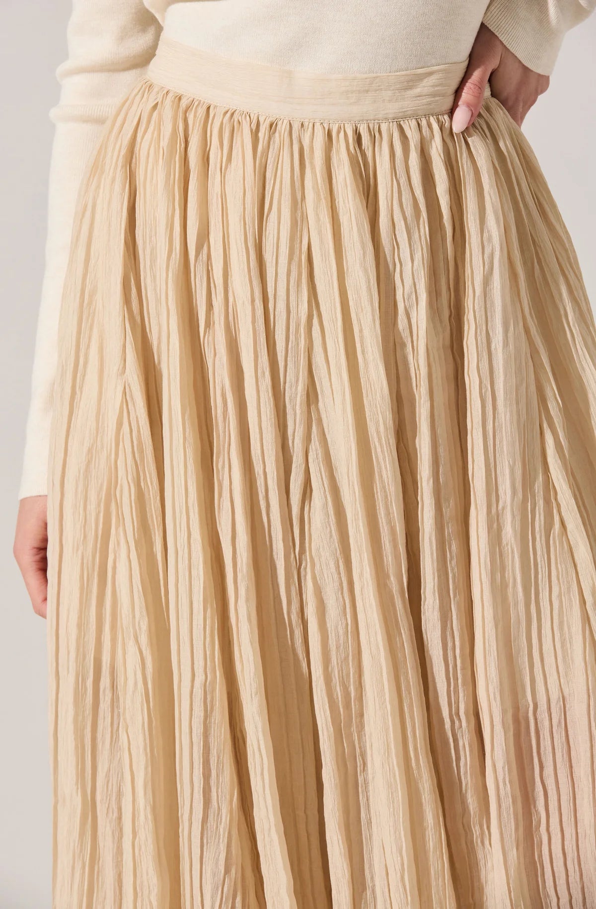 Salome Pleated Flare Midi Skirt