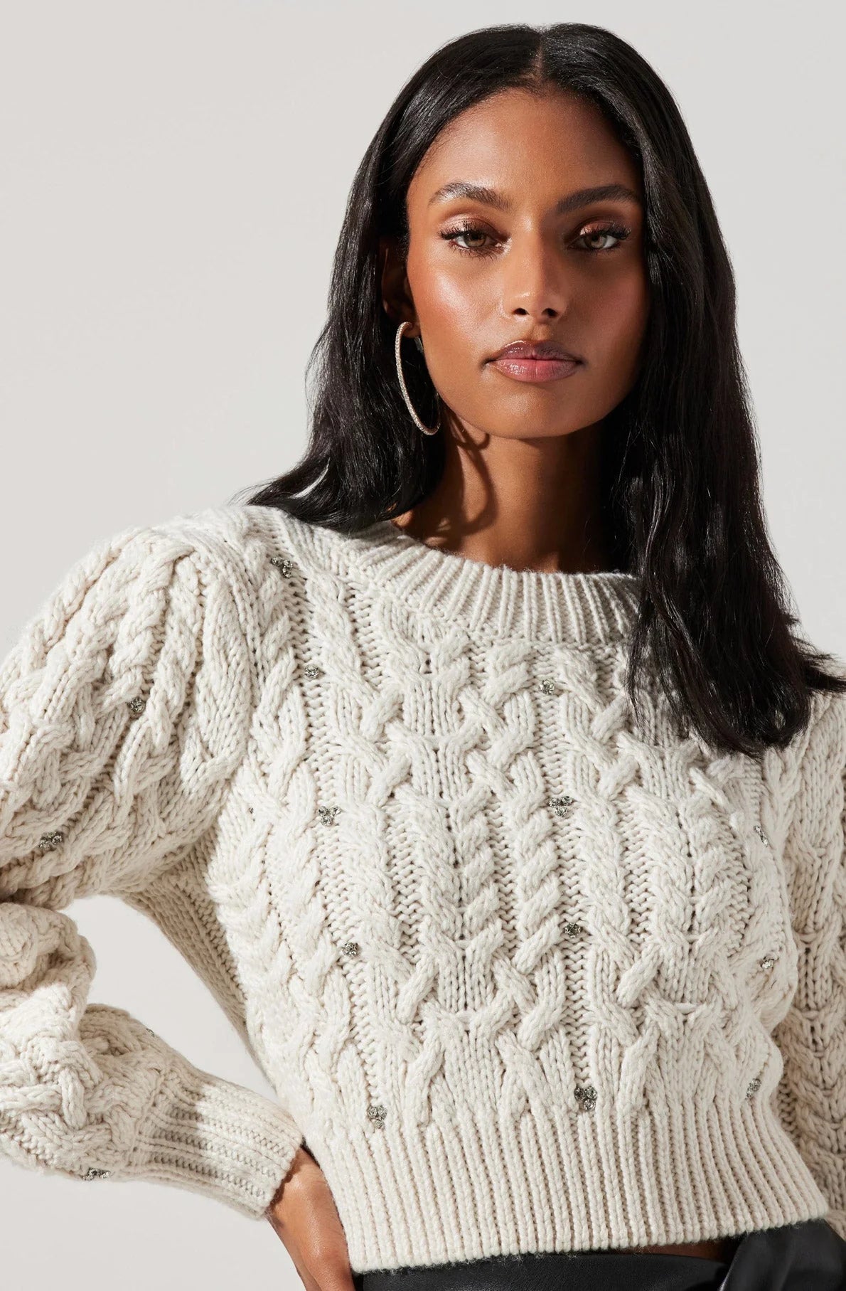 Edith Embellished Cable Knit Sweater