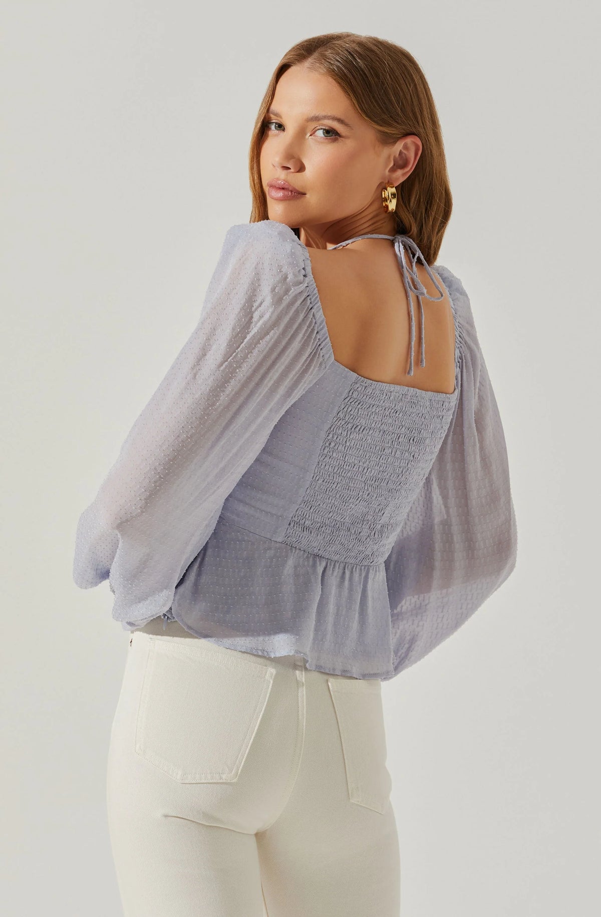 Roisin Tie Neck Puff Sleeve Top