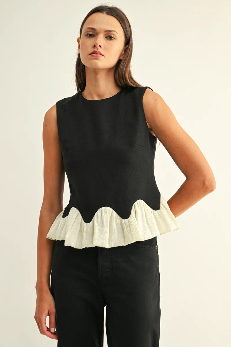 Adriana Bubble Hem Sleeveless Top