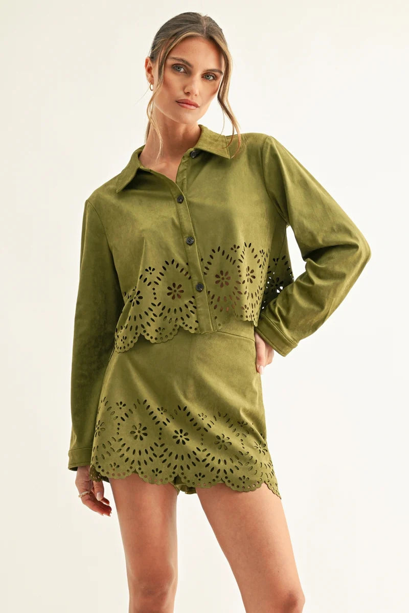 Lucia Eyelet Cropped Shirt