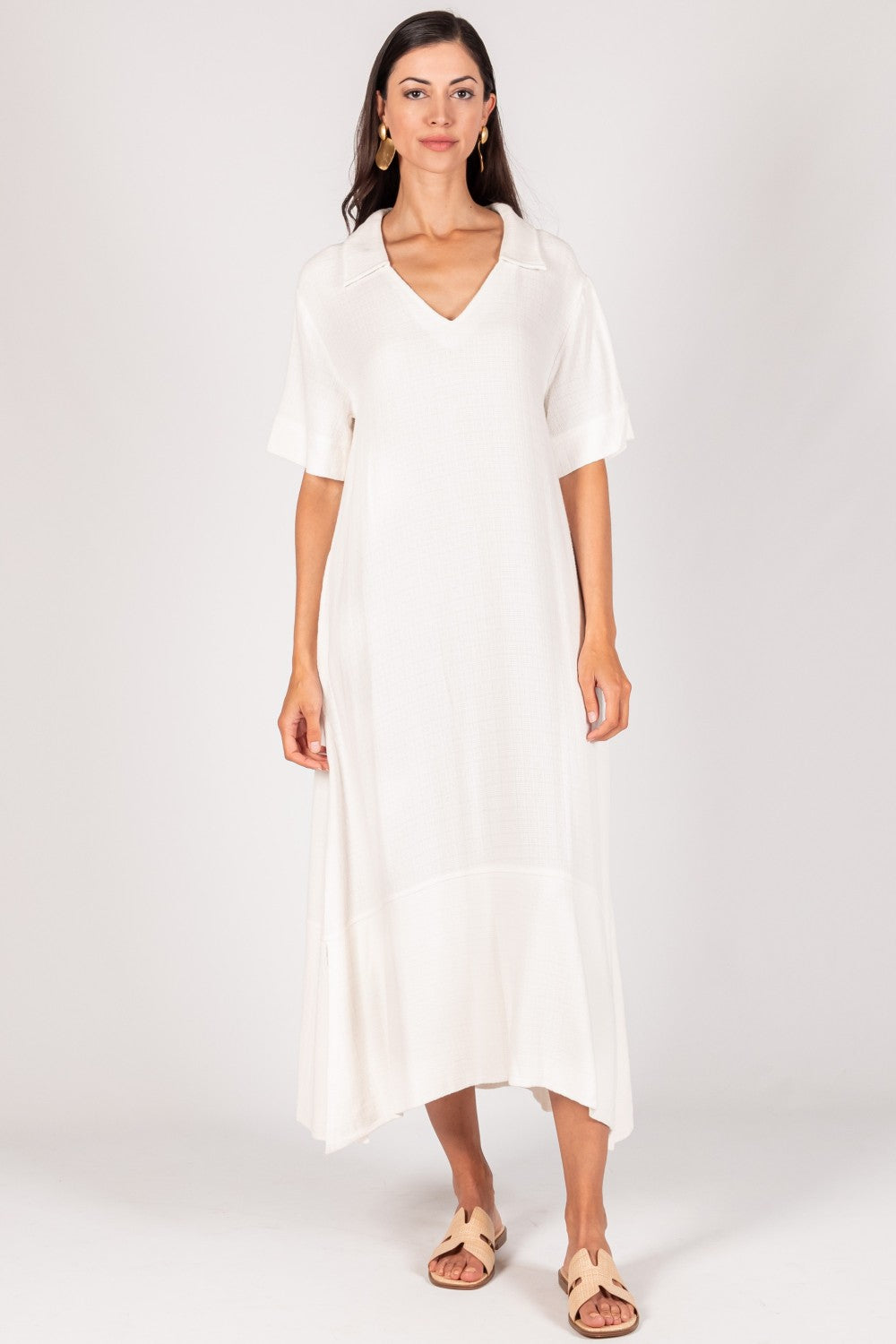 Sandra Linen Collared Midi Dress