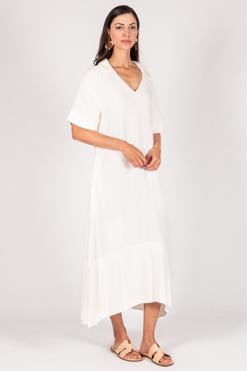 Sandra Linen Collared Midi Dress