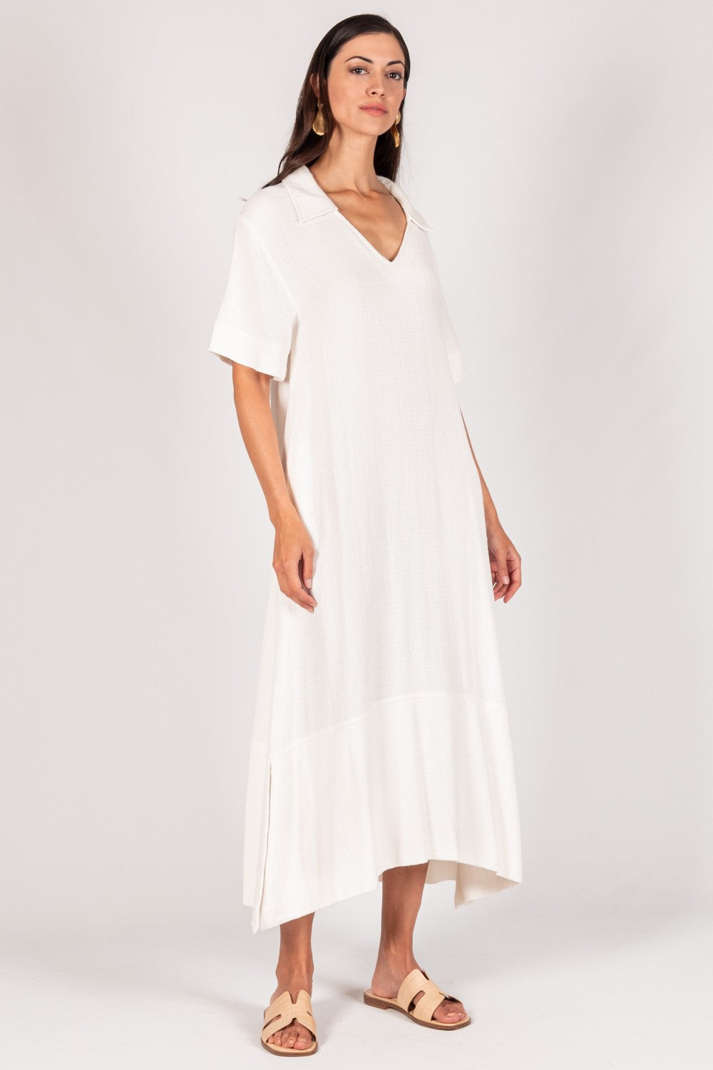 Sandra Linen Collared Midi Dress