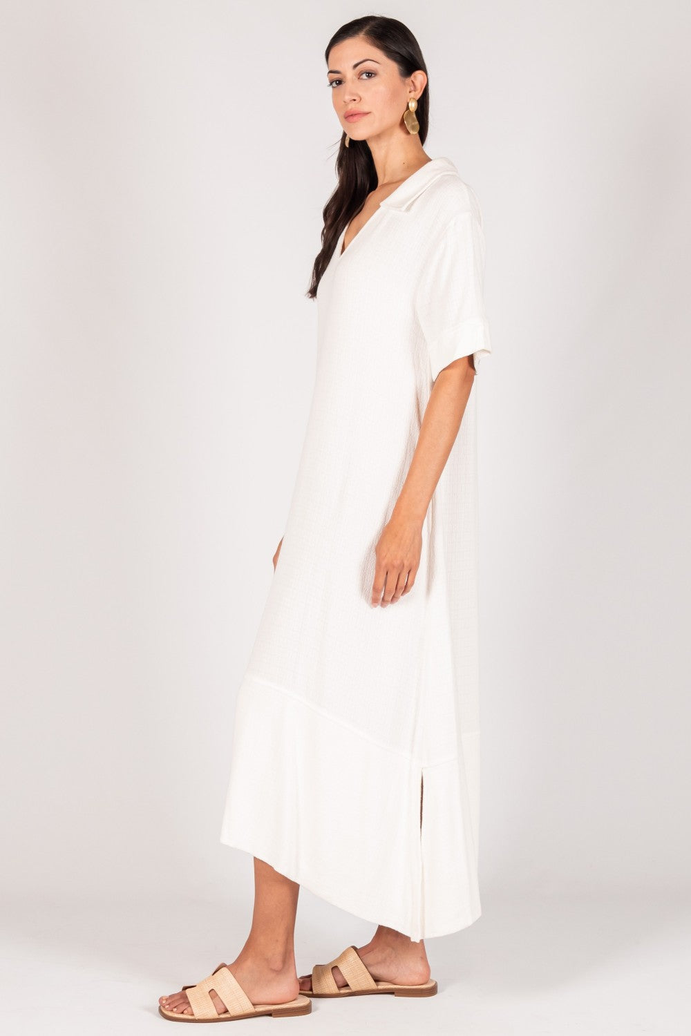 Sandra Linen Collared Midi Dress