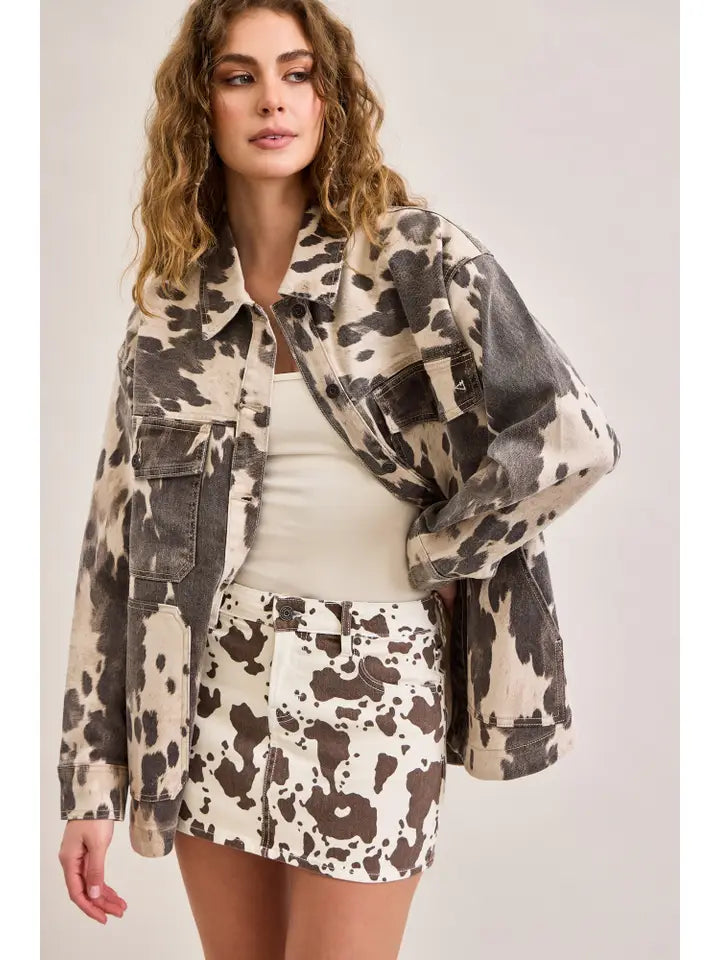 Cow Print Oversized Shacket