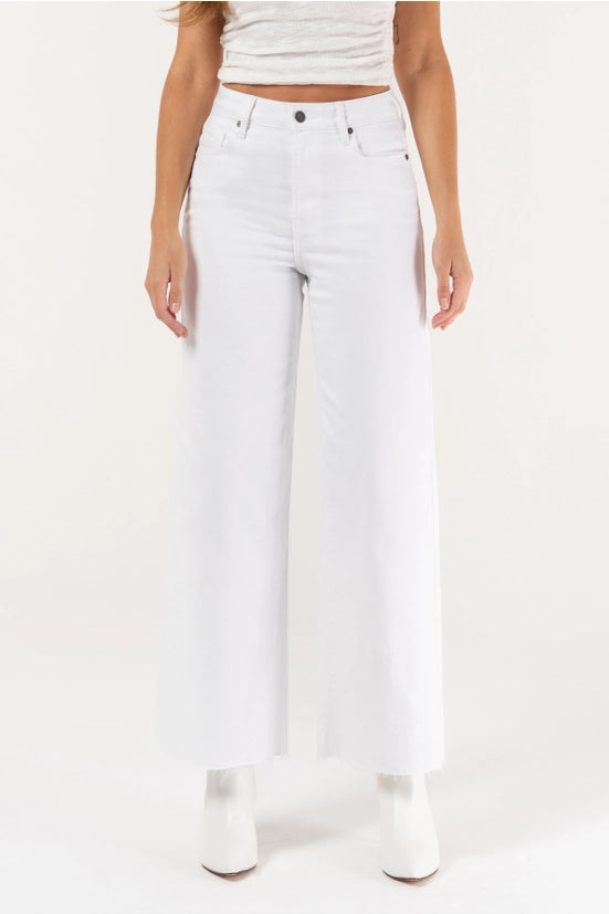 Nori White Clean Cropped Wide Leg Jeans