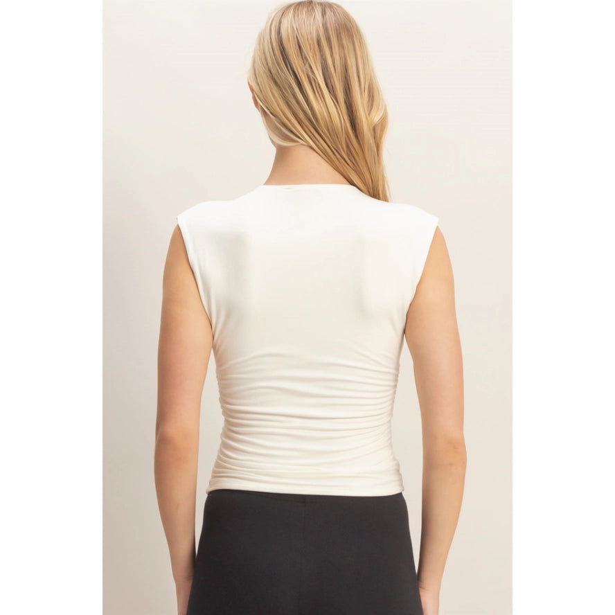 Lina Sleeveless Crew Neck Top - White