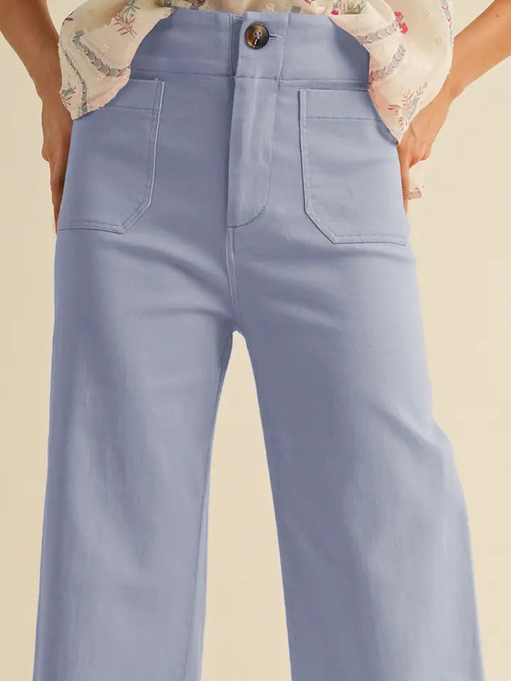 Cindy Cropped Wide Leg Pants - Periwinkle