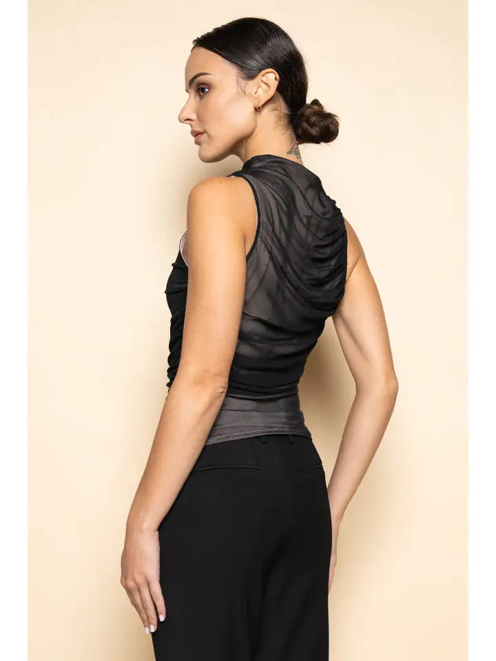 Stella Mesh Tank Top - Black