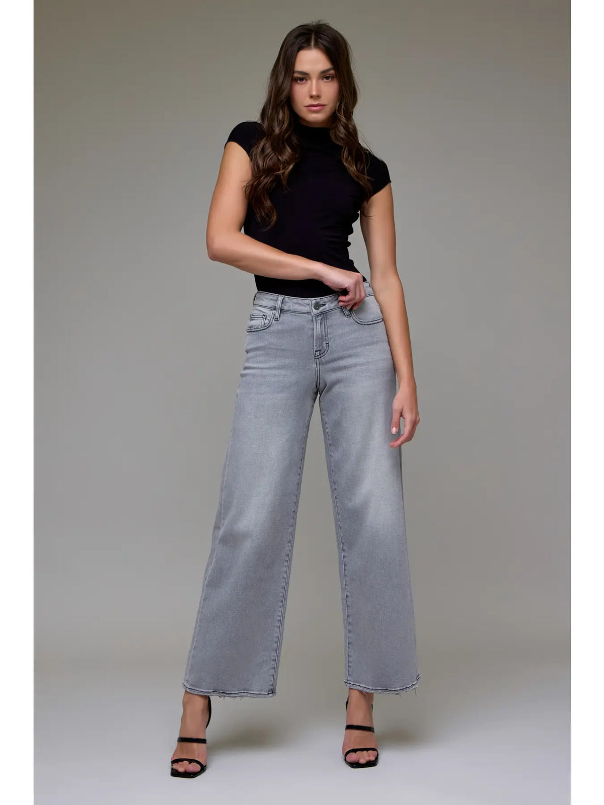 Mid Rise Nori Extra Wide Leg - Light Grey