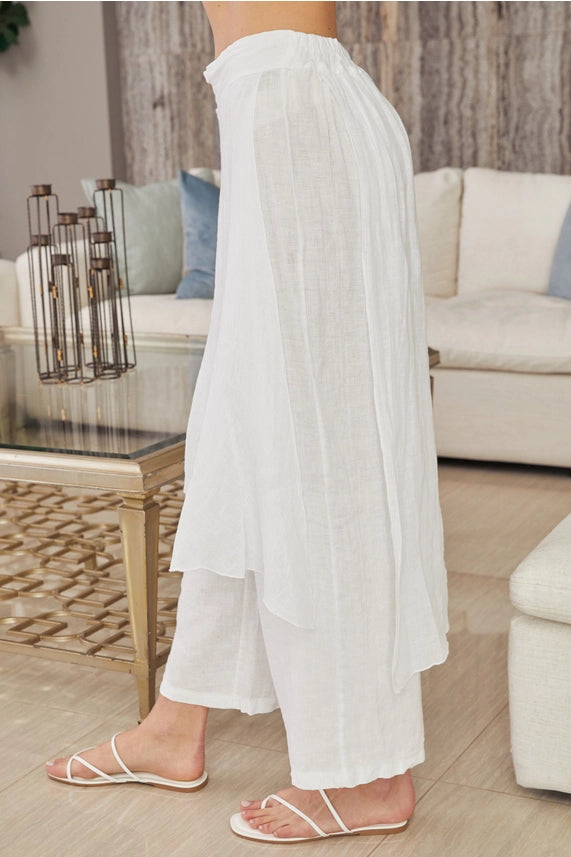 Chiara White Linen Pant