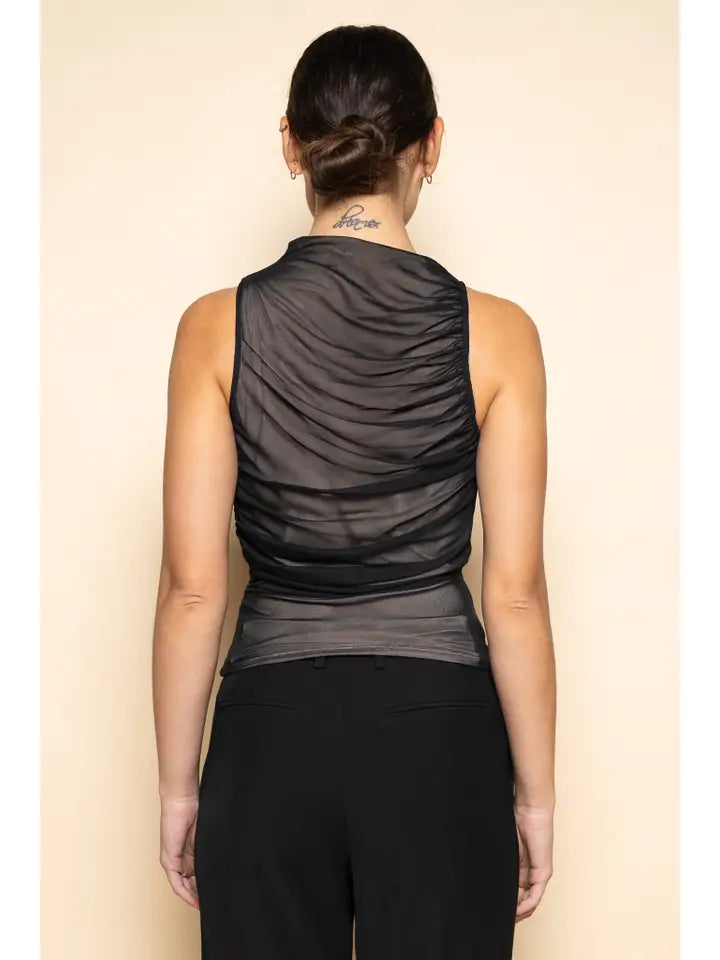 Stella Mesh Tank Top - Black