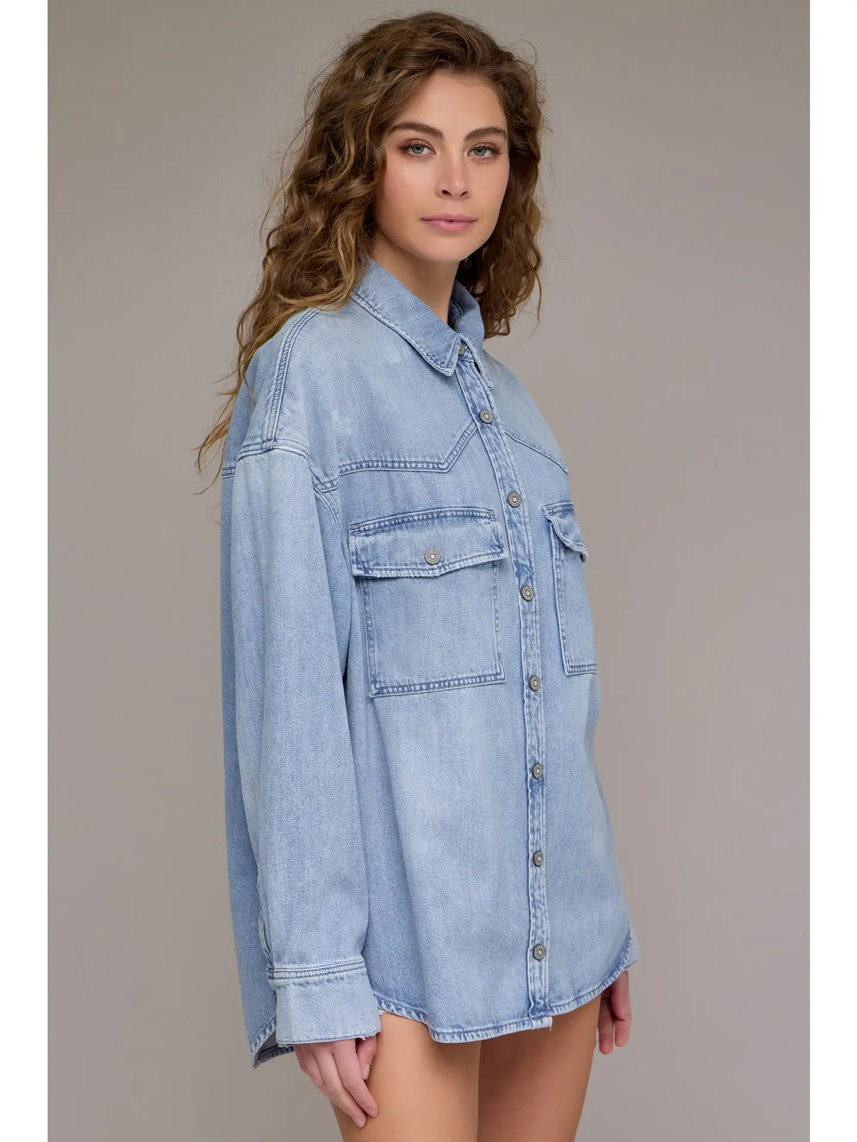 Light Wash Classic Oversized Western Shirt