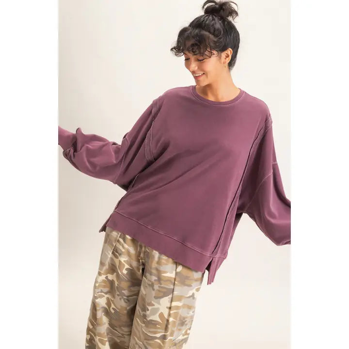 Melinda Dark Cherry Oversized Sweatshirt