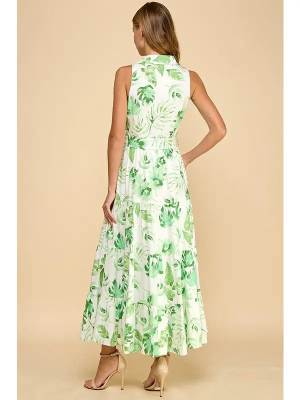 Lana Palm Leaves Midi Dress