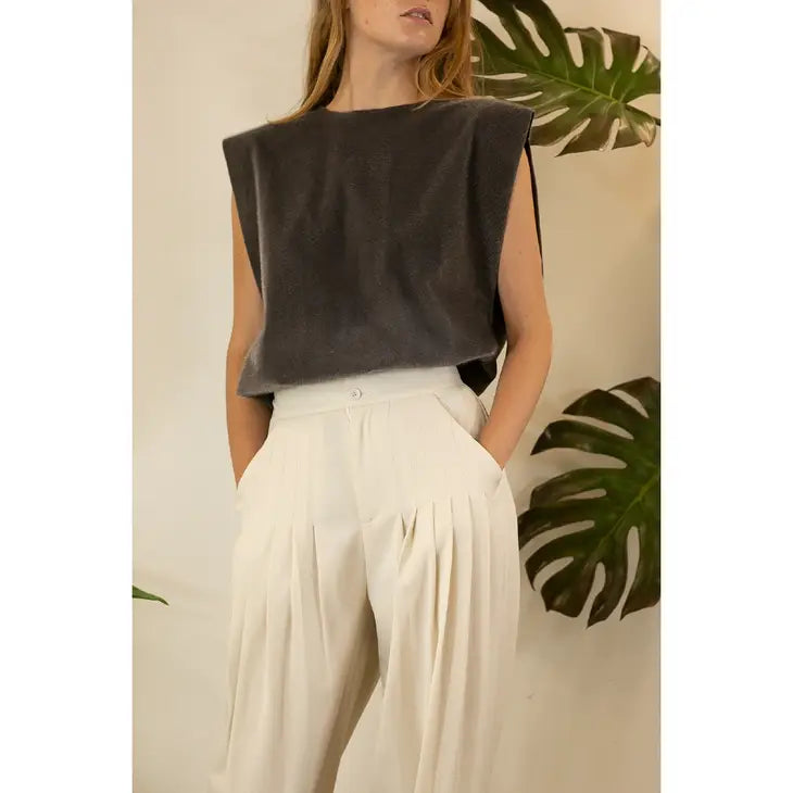 Ivory Pleated Pants