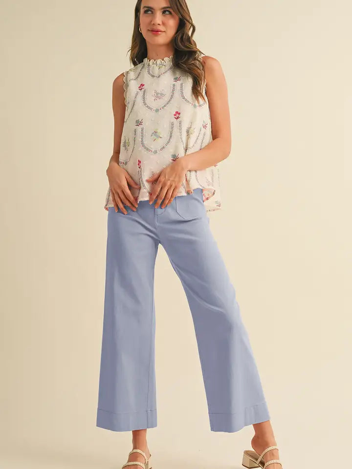 Cindy Cropped Wide Leg Pants - Periwinkle