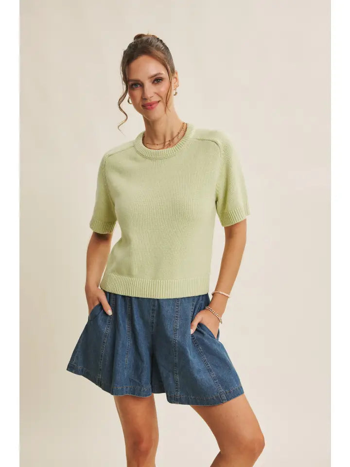 Liliana Sweater Top - Mint Leaf