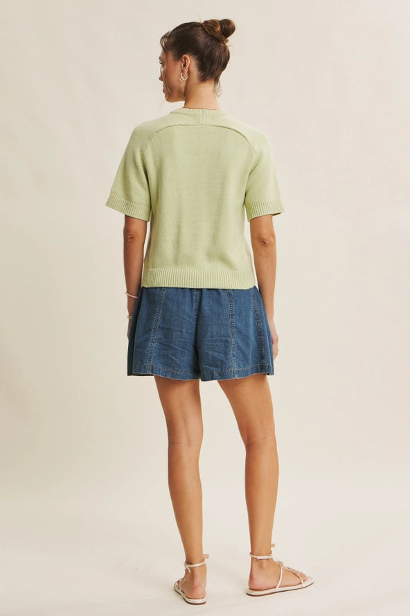 Liliana Sweater Top - Mint Leaf
