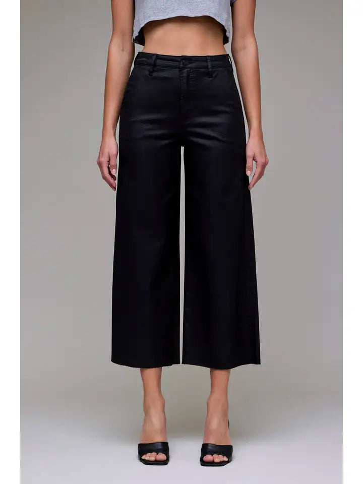 Nori Coated Cropped Relaxed Trouser Wide Leg