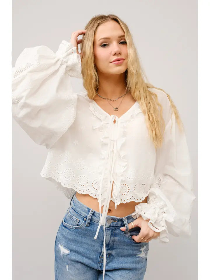 Lili Ruffle Embroidered Top